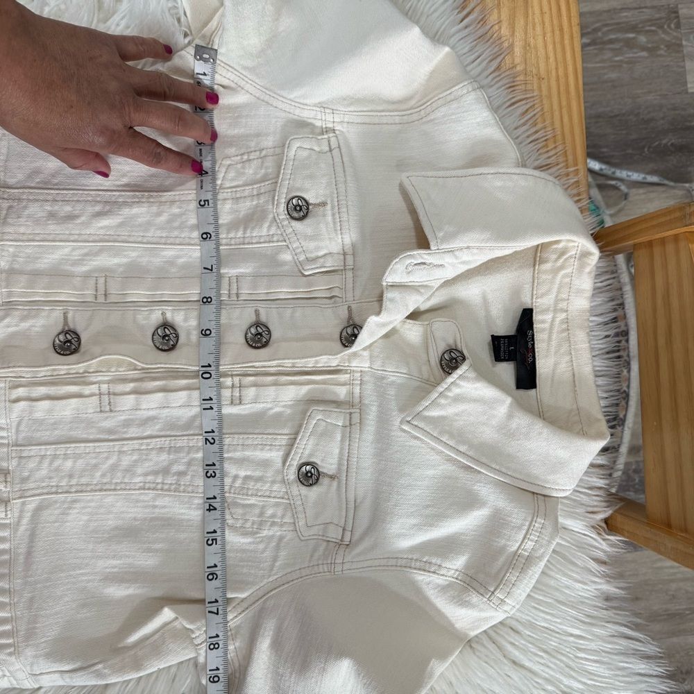 Style & Co. Cream Button-Front Jacket - Picture 2 of 9